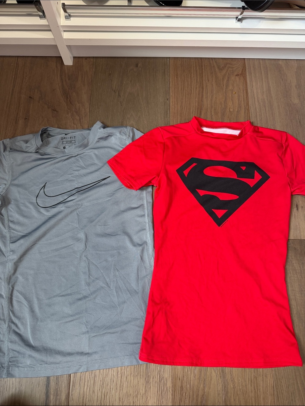 Nike Red Superman Graphic Tee & Nike Gray Dri-FIT Tee